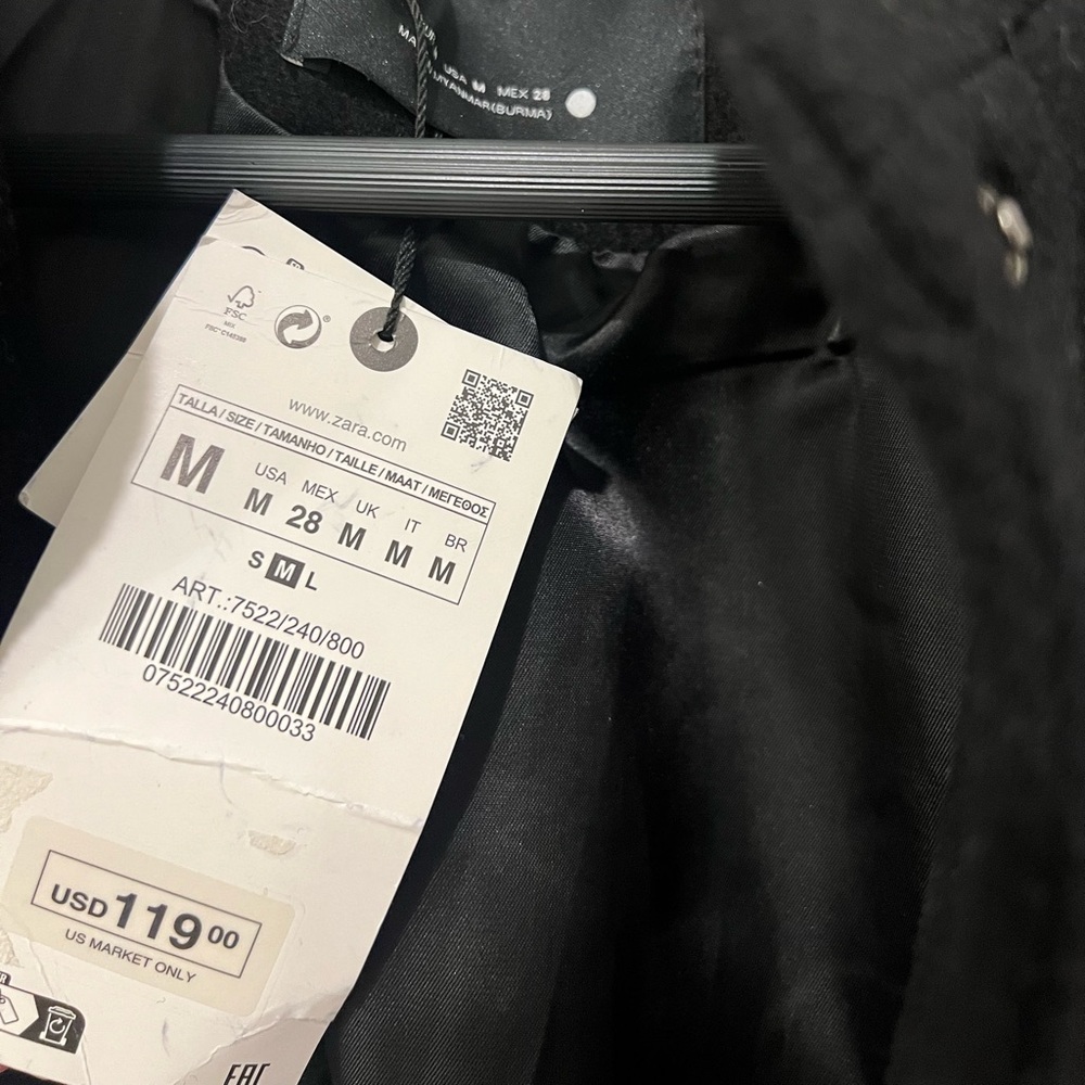ZARA oversized wool black bomber jacket - Picture 6 of 12